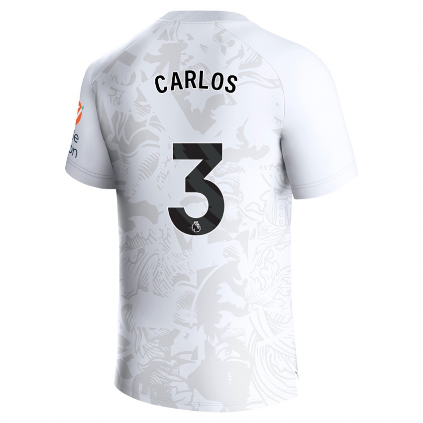 Enfant Maillot Diego Carlos #3 Blanc Tenues Extérieur 2023/24 T-Shirt Suisse