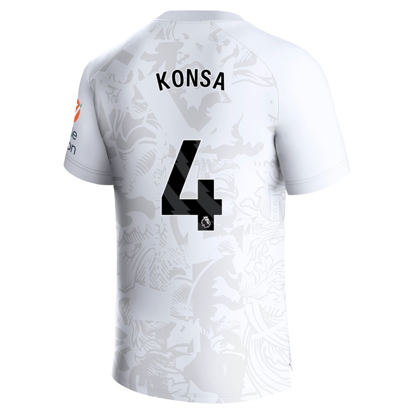 Enfant Maillot Ezri Konsa #4 Blanc Tenues Extérieur 2023/24 T-Shirt Suisse