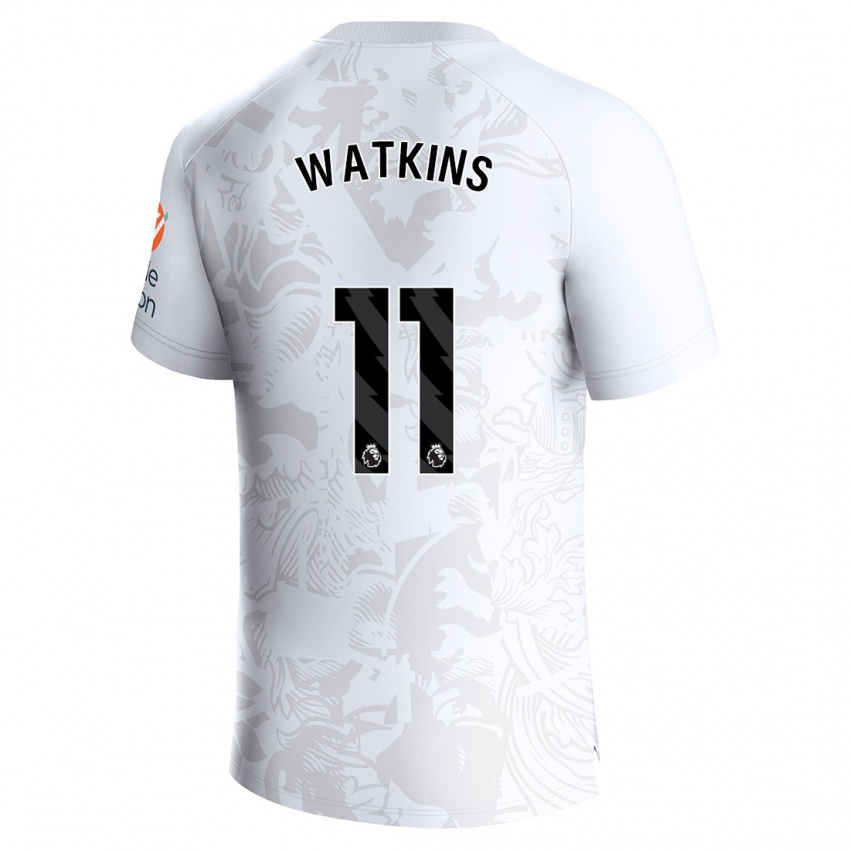 Enfant Maillot Ollie Watkins #11 Blanc Tenues Extérieur 2023/24 T-Shirt Suisse
