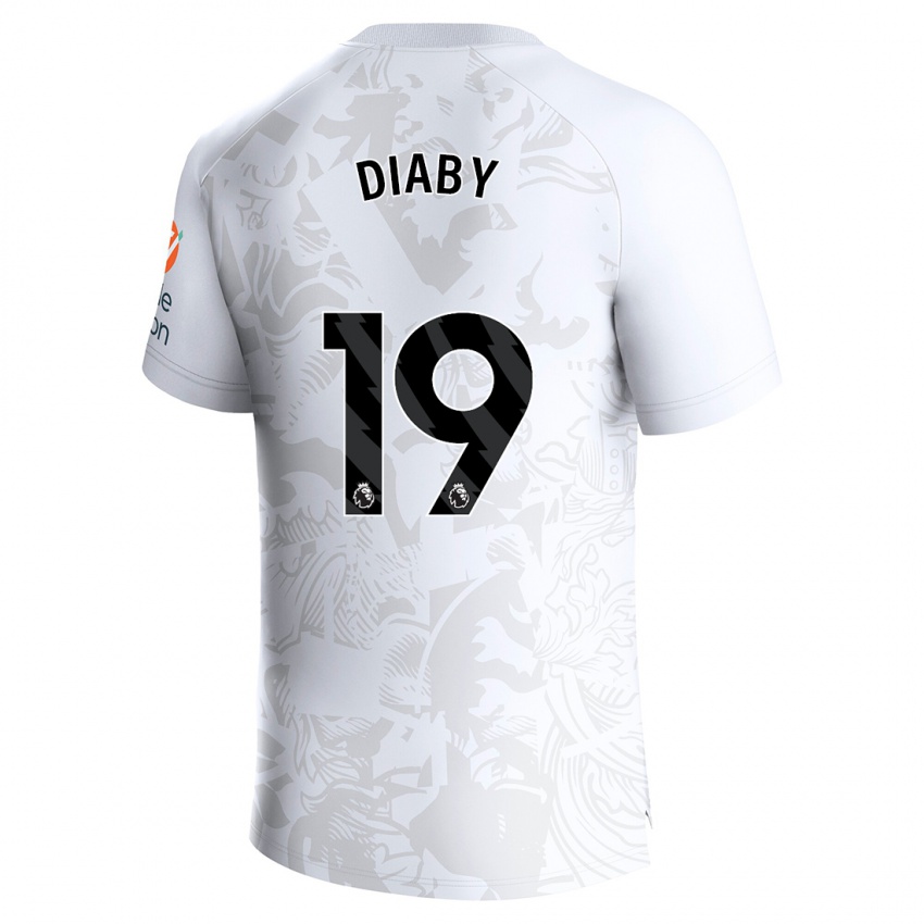 Enfant Maillot Moussa Diaby #19 Blanc Tenues Extérieur 2023/24 T-Shirt Suisse