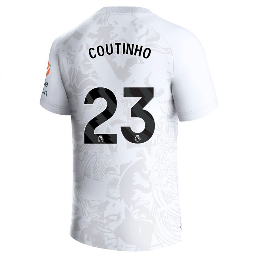 Enfant Maillot Philippe Coutinho #23 Blanc Tenues Extérieur 2023/24 T-Shirt Suisse