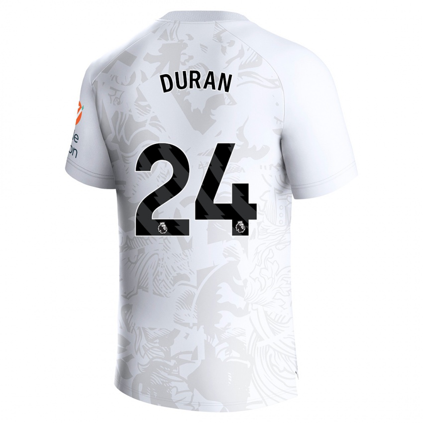 Enfant Maillot Jhon Durán #24 Blanc Tenues Extérieur 2023/24 T-Shirt Suisse