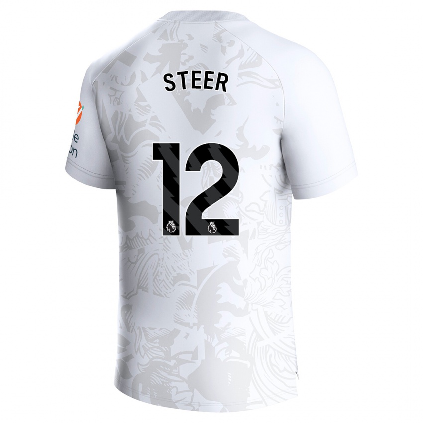 Enfant Maillot Jed Steer #12 Blanc Tenues Extérieur 2023/24 T-Shirt Suisse