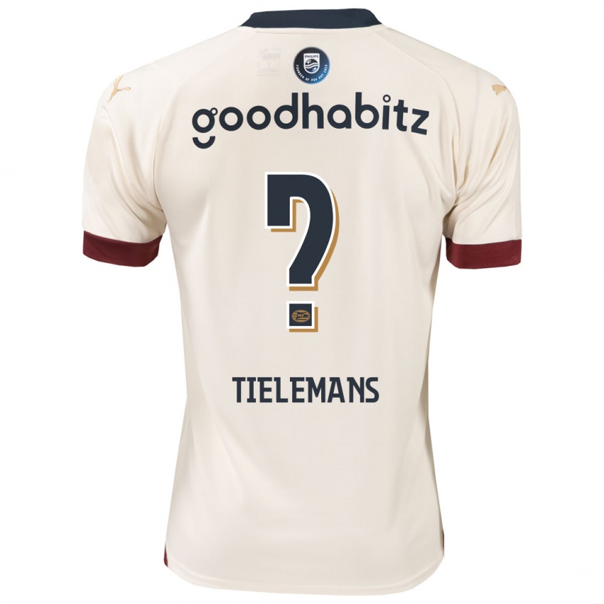 Enfant Maillot Mathijs Tielemans #0 Blanc Cassé Tenues Extérieur 2023/24 T-Shirt Suisse