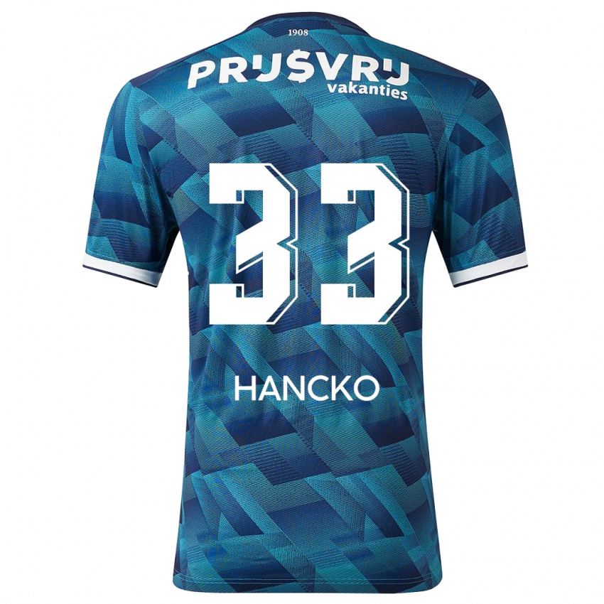 Kinder David Hancko #33 Blau Auswärtstrikot Trikot 2023/24 T-Shirt Schweiz