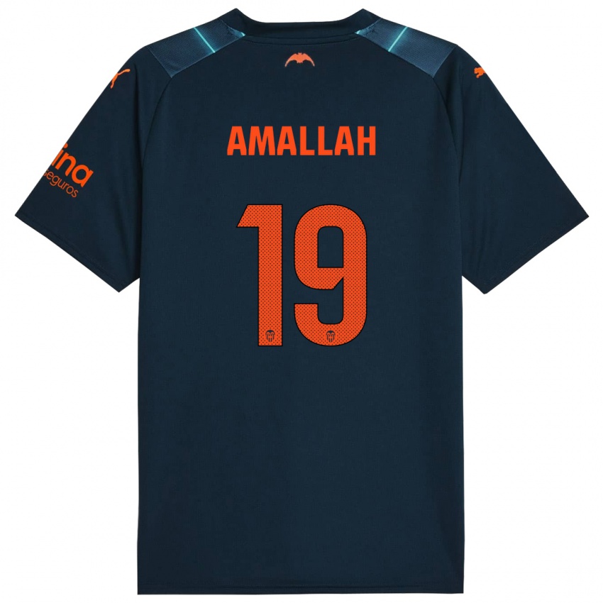 Enfant Maillot Selim Amallah #19 Bleu Marin Tenues Extérieur 2023/24 T-Shirt Suisse