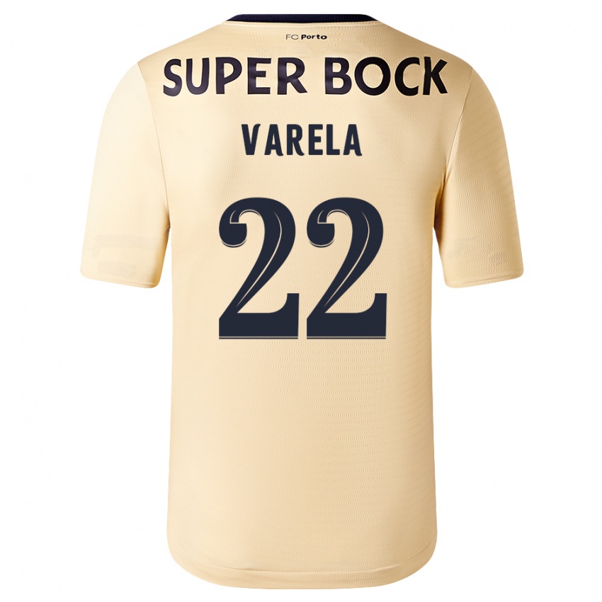 Enfant Maillot Alan Varela #22 Beige-Doré Tenues Extérieur 2023/24 T-Shirt Suisse
