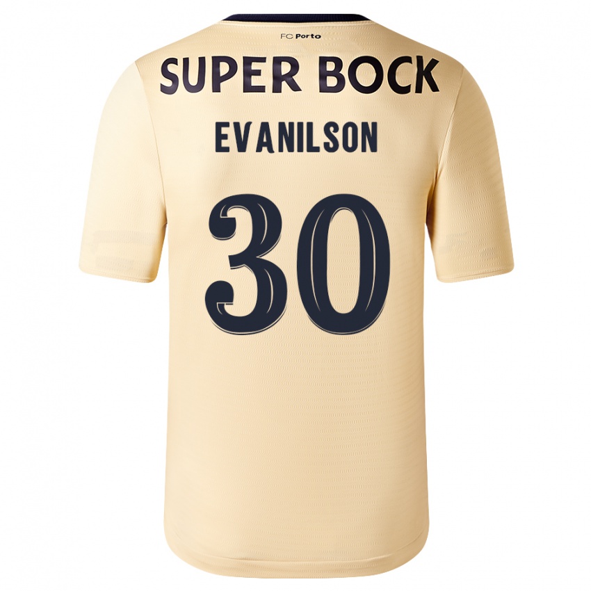 Enfant Maillot Evanilson #30 Beige-Doré Tenues Extérieur 2023/24 T-Shirt Suisse