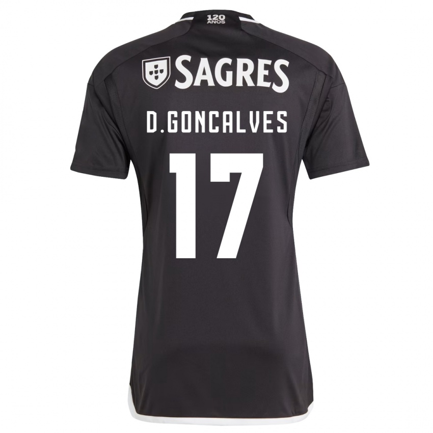 Kinder Diogo Goncalves #17 Schwarz Auswärtstrikot Trikot 2023/24 T-Shirt Schweiz