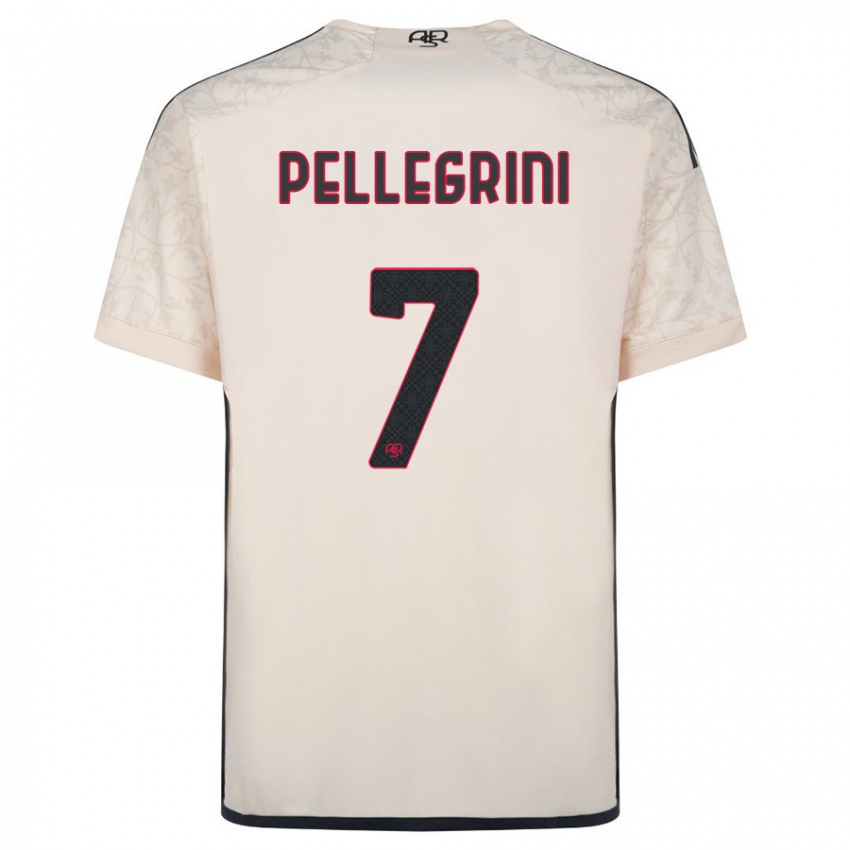 Enfant Maillot Lorenzo Pellegrini #7 Blanc Cassé Tenues Extérieur 2023/24 T-Shirt Suisse