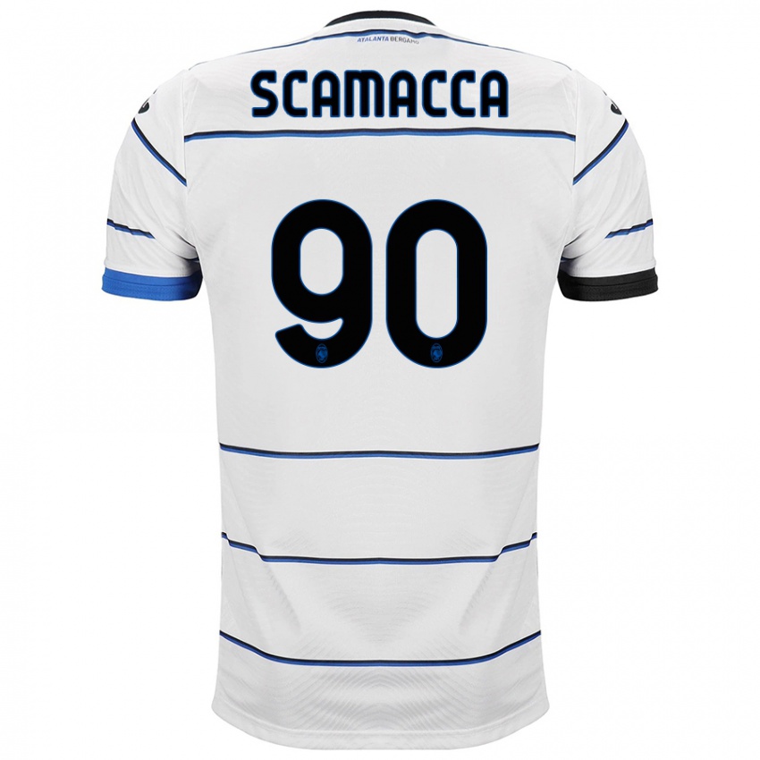 Enfant Maillot Gianluca Scamacca #90 Blanc Tenues Extérieur 2023/24 T-Shirt Suisse
