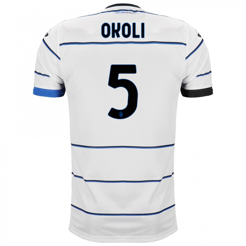 Enfant Maillot Caleb Okoli #5 Blanc Tenues Extérieur 2023/24 T-Shirt Suisse