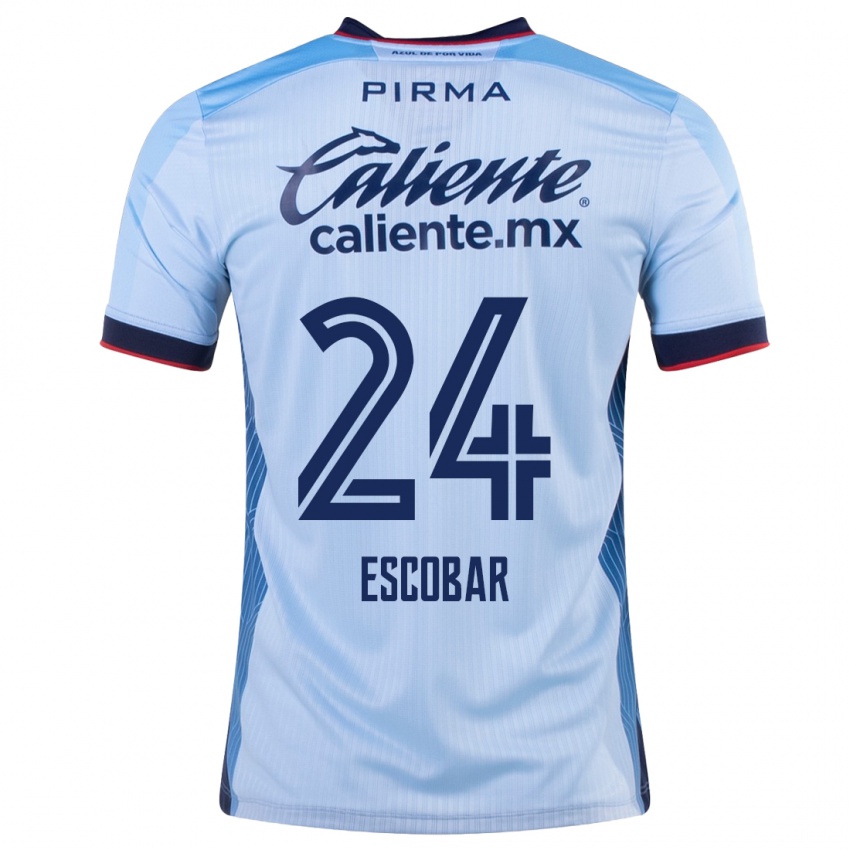 Enfant Maillot Juan Escobar #24 Bleu Ciel Tenues Extérieur 2023/24 T-Shirt Suisse