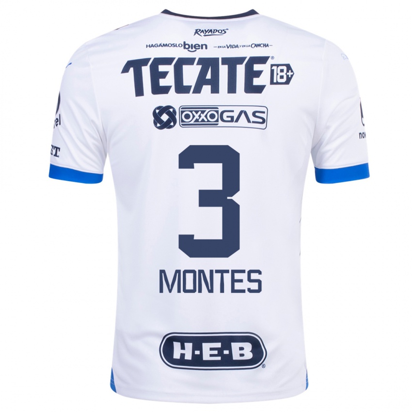 Enfant Maillot Cesar Montes #3 Blanc Tenues Extérieur 2023/24 T-Shirt Suisse