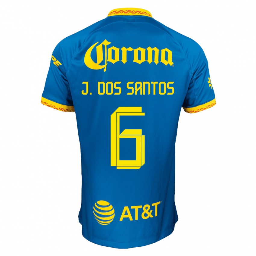 Enfant Maillot Jonathan Dos Santos #6 Bleu Tenues Extérieur 2023/24 T-Shirt Suisse