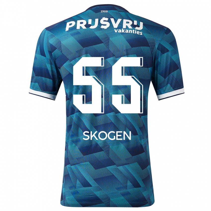 Herren Sondre Skogen #55 Blau Auswärtstrikot Trikot 2023/24 T-Shirt Schweiz
