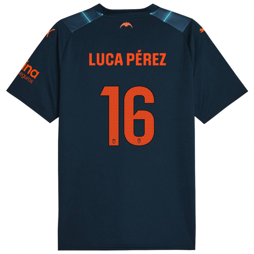 Herren Simón Luca Pérez #16 Marineblau Auswärtstrikot Trikot 2023/24 T-Shirt Schweiz