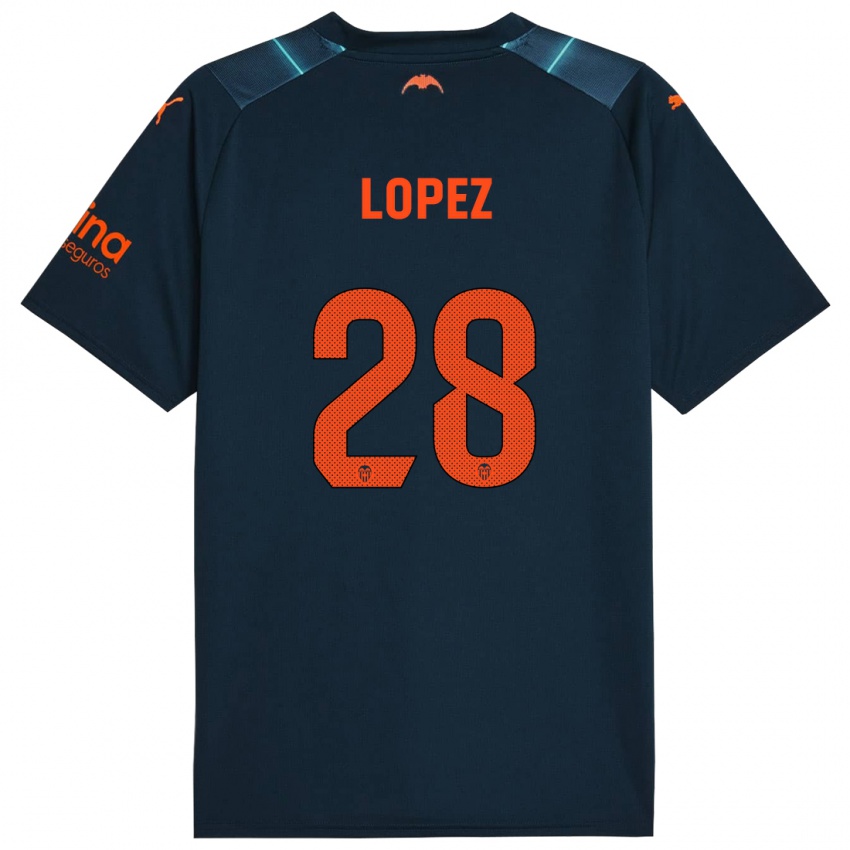 Homme Maillot Saray Lopez #28 Bleu Marin Tenues Extérieur 2023/24 T-Shirt Suisse