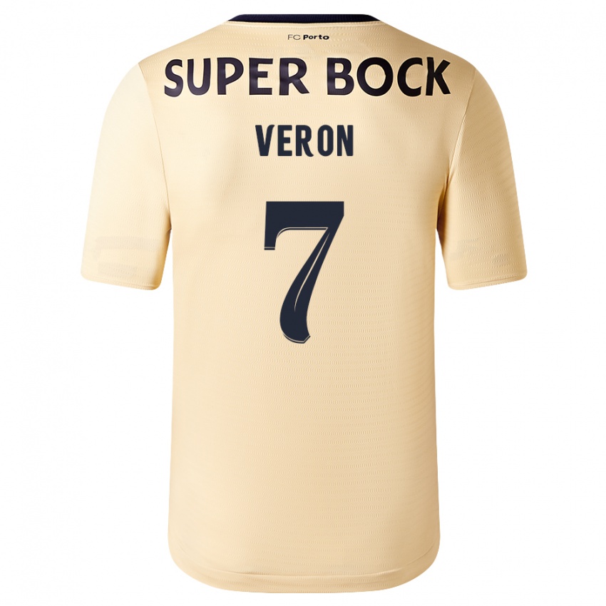 Homme Maillot Gabriel Veron #7 Beige-Doré Tenues Extérieur 2023/24 T-Shirt Suisse