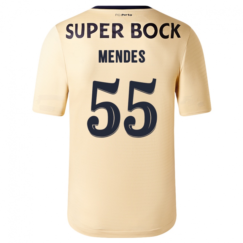 Homme Maillot Joao Mendes #55 Beige-Doré Tenues Extérieur 2023/24 T-Shirt Suisse
