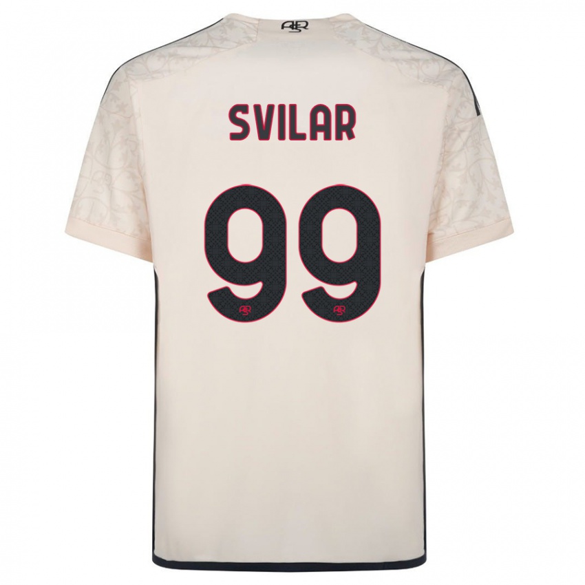 Homme Maillot Mile Svilar #99 Blanc Cassé Tenues Extérieur 2023/24 T-Shirt Suisse