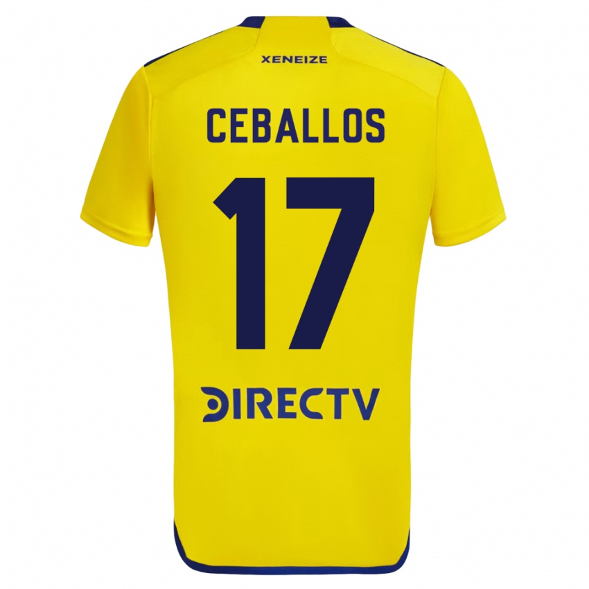 Homme Maillot Julián Ceballos #17 Jaune Tenues Extérieur 2023/24 T-Shirt Suisse