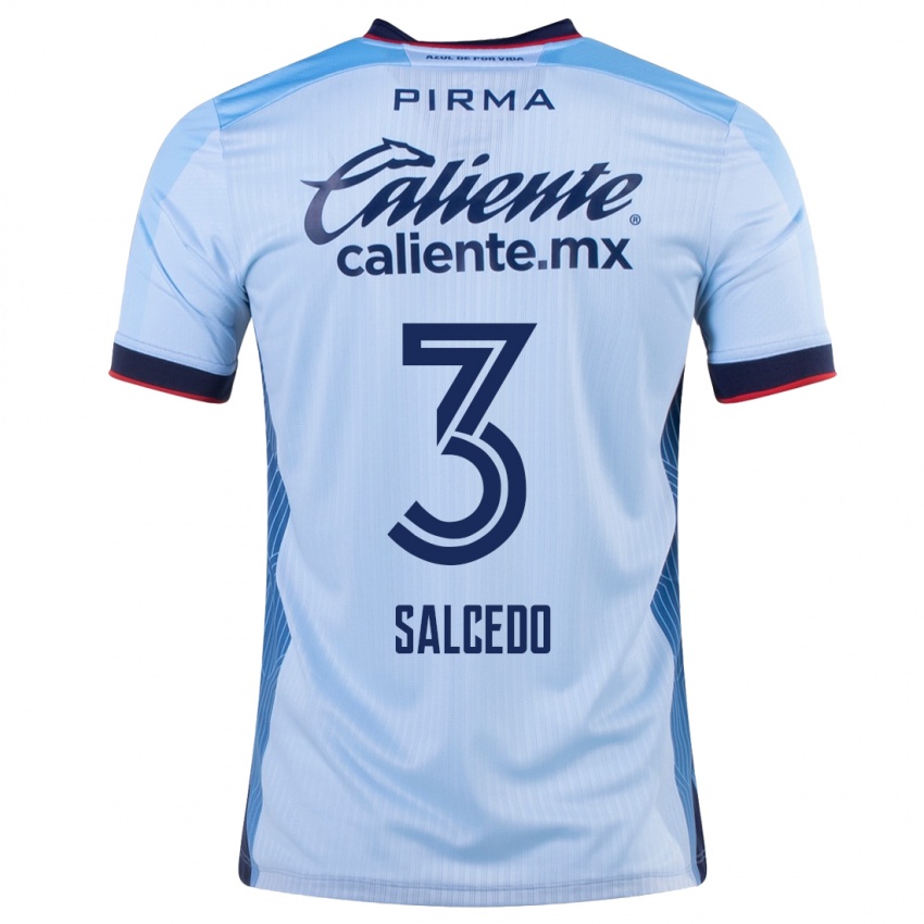 Homme Maillot Carlos Salcedo #3 Bleu Ciel Tenues Extérieur 2023/24 T-Shirt Suisse