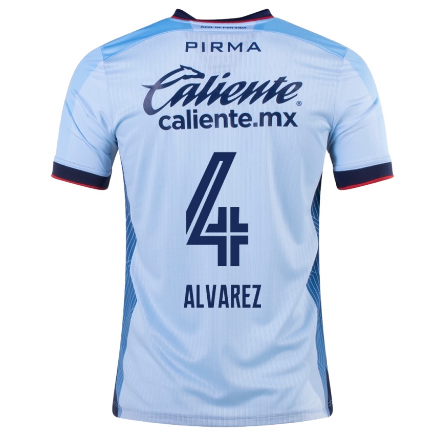 Homme Maillot Gabriela Alvarez #4 Bleu Ciel Tenues Extérieur 2023/24 T-Shirt Suisse