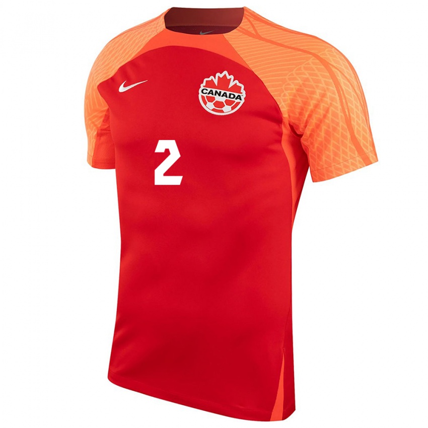 Enfant Maillot Canada Alistair Johnston #2 Orange Tenues Domicile 24-26 T-Shirt Suisse