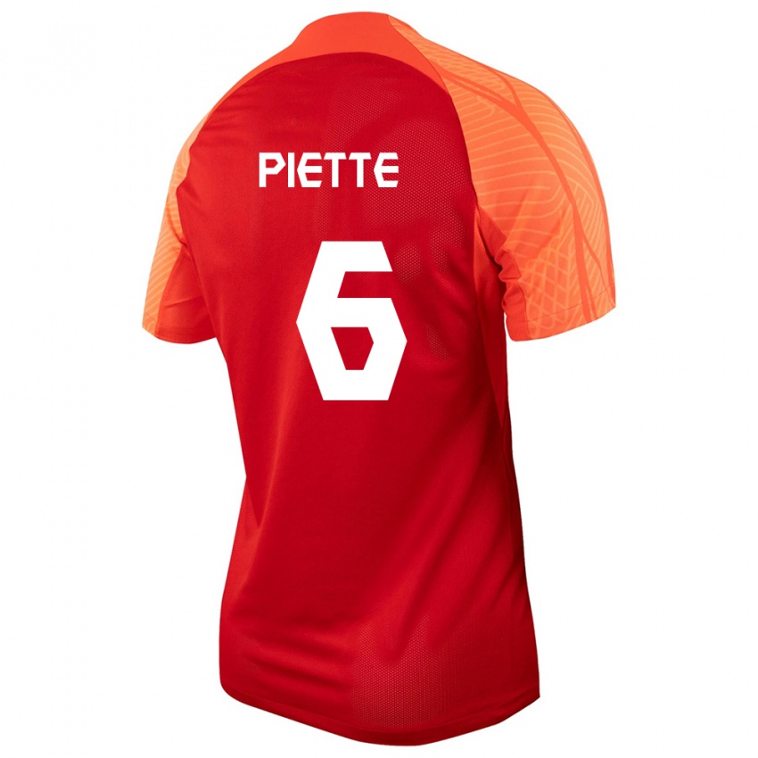 Enfant Maillot Canada Samuel Piette #6 Orange Tenues Domicile 24-26 T-Shirt Suisse