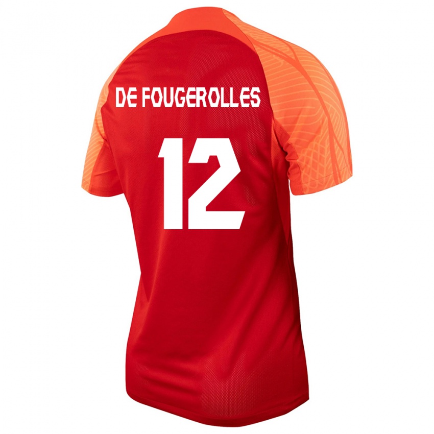 Enfant Maillot Canada Luc De Fougerolles #12 Orange Tenues Domicile 24-26 T-Shirt Suisse