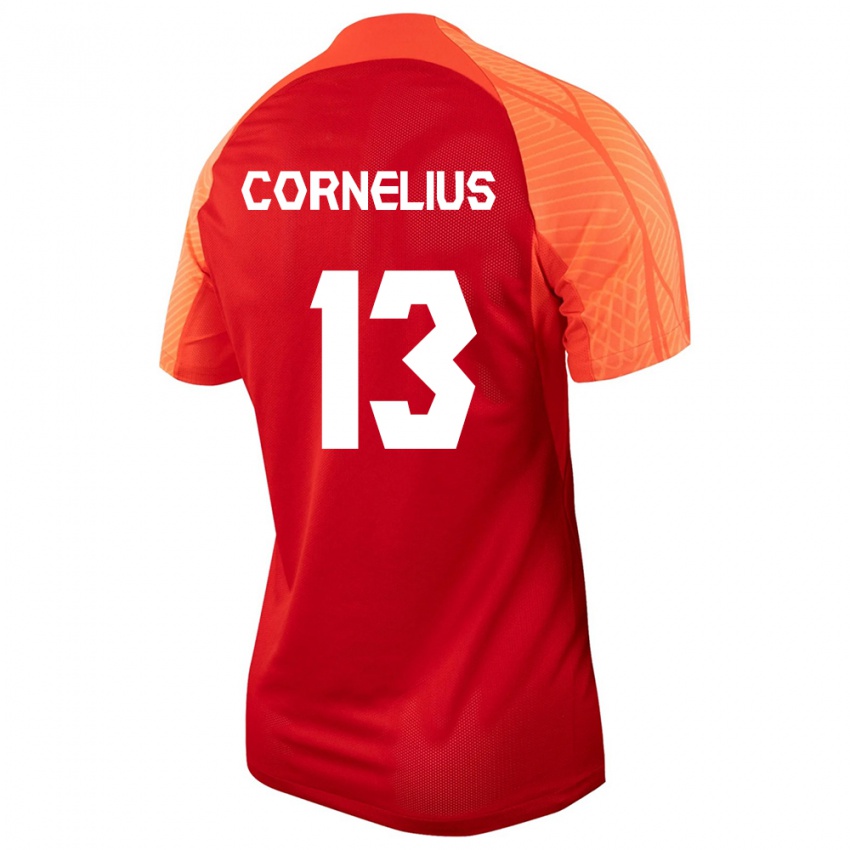Enfant Maillot Canada Derek Cornelius #13 Orange Tenues Domicile 24-26 T-Shirt Suisse