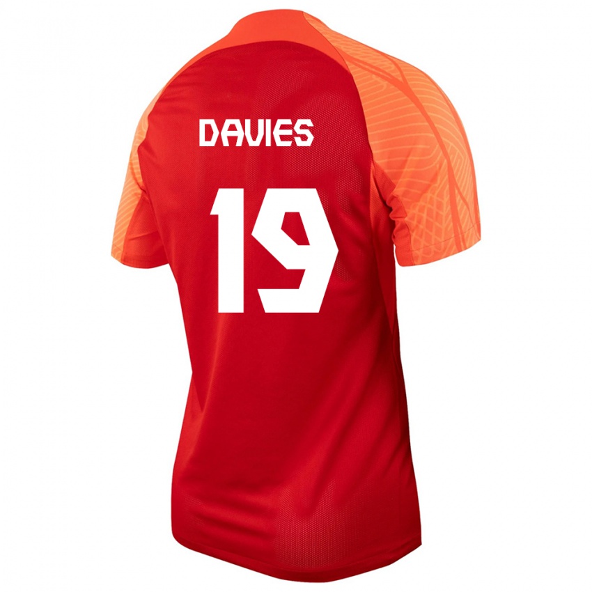 Enfant Maillot Canada Alphonso Davies #19 Orange Tenues Domicile 24-26 T-Shirt Suisse