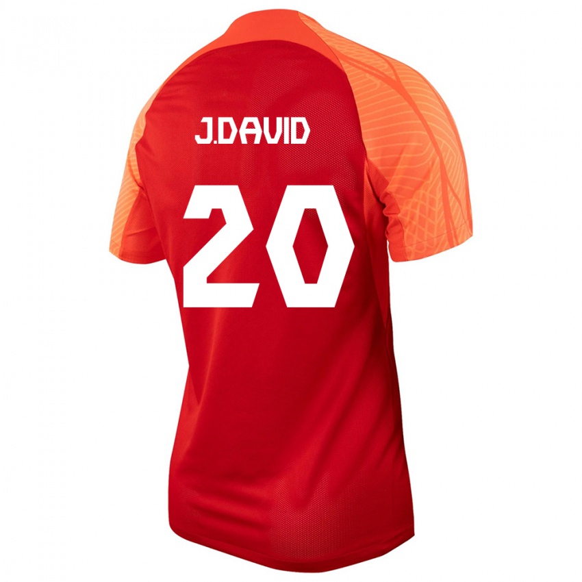 Enfant Maillot Canada Jonathan David #20 Orange Tenues Domicile 24-26 T-Shirt Suisse