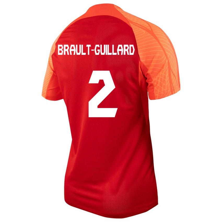 Enfant Maillot Canada Zachary Brault-Guillard #2 Orange Tenues Domicile 24-26 T-Shirt Suisse