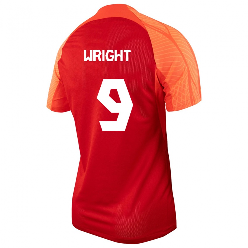 Enfant Maillot Canada Lowell Wright #9 Orange Tenues Domicile 24-26 T-Shirt Suisse