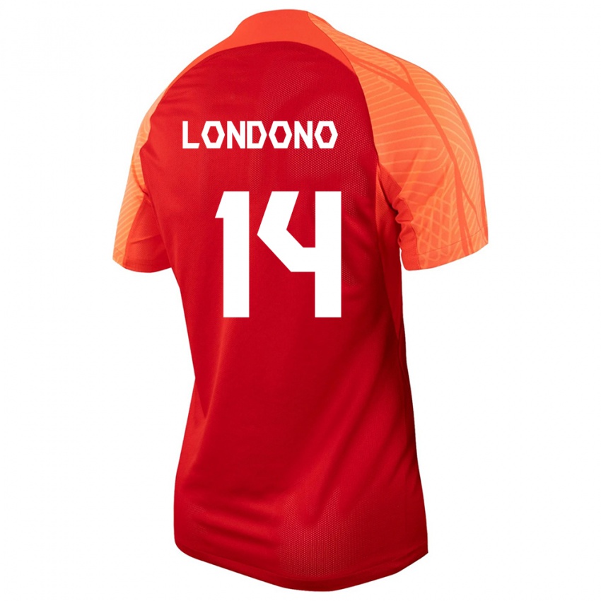 Enfant Maillot Canada Tyler Londono #14 Orange Tenues Domicile 24-26 T-Shirt Suisse