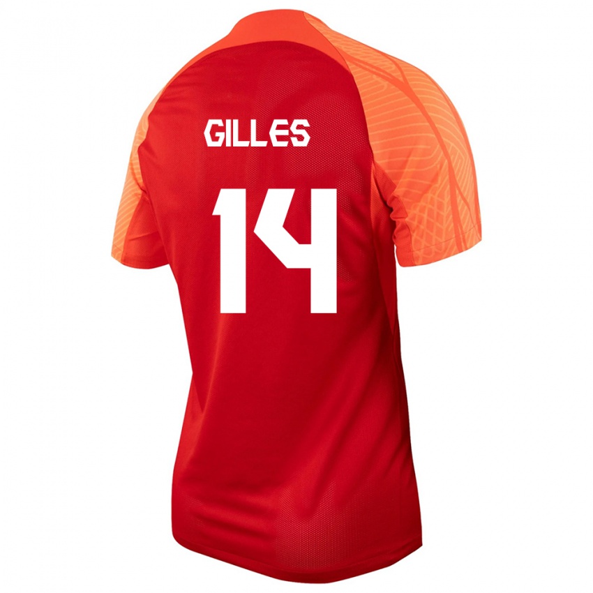 Enfant Maillot Canada Vanessa Gilles #14 Orange Tenues Domicile 24-26 T-Shirt Suisse