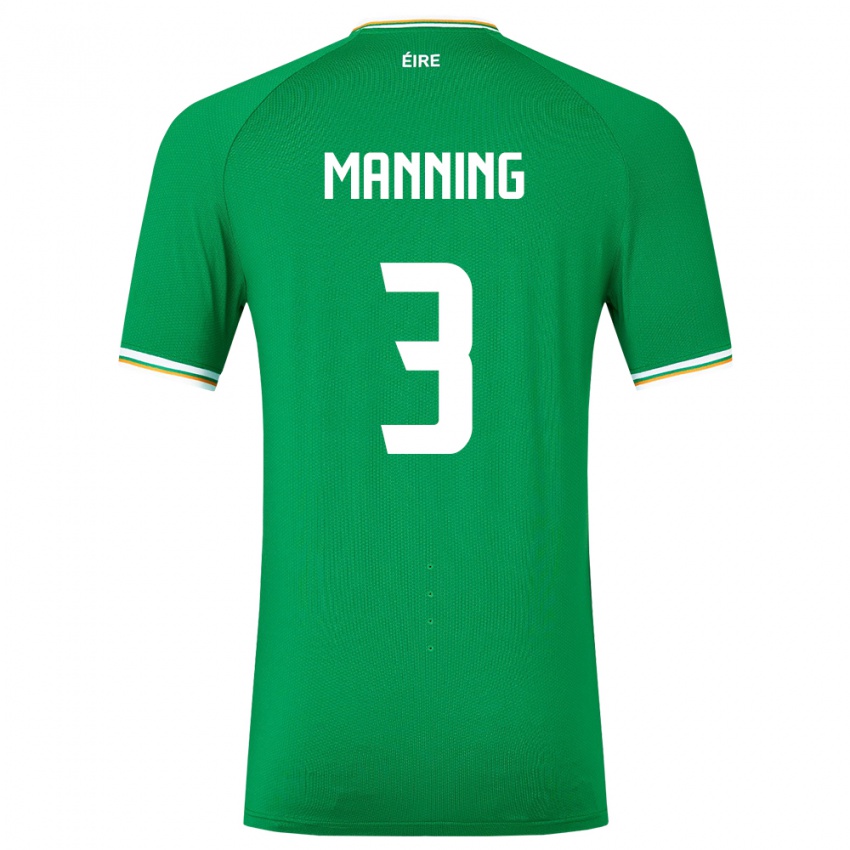 Enfant Maillot Irlande Ryan Manning #3 Vert Tenues Domicile 24-26 T-Shirt Suisse