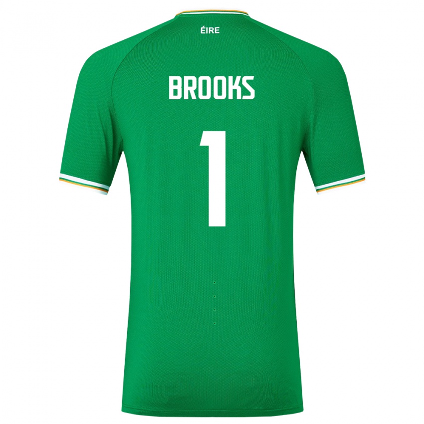 Enfant Maillot Irlande Tiernan Brooks #1 Vert Tenues Domicile 24-26 T-Shirt Suisse