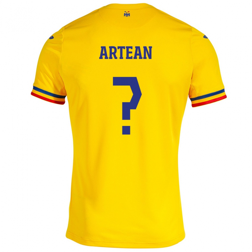 Enfant Maillot Roumanie Andrei Artean #0 Jaune Tenues Domicile 24-26 T-Shirt Suisse