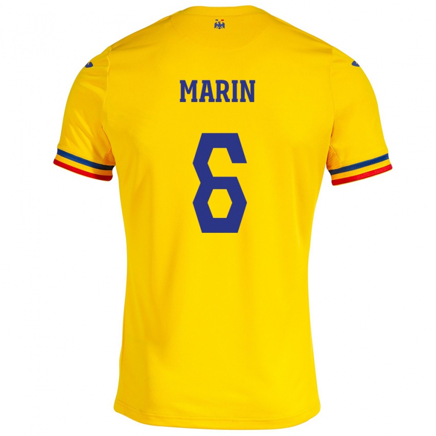 Enfant Maillot Roumanie Marius Marin #6 Jaune Tenues Domicile 24-26 T-Shirt Suisse