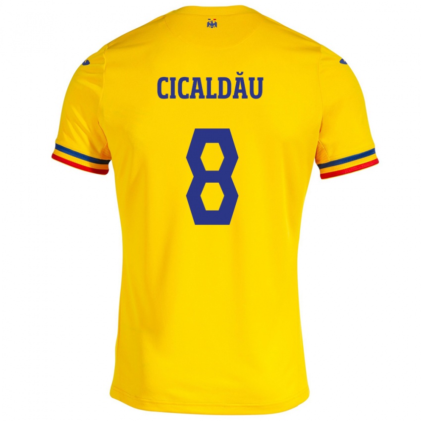 Kinder Rumänische Alexandru Cicâldău #8 Gelb Heimtrikot Trikot 24-26 T-Shirt Schweiz