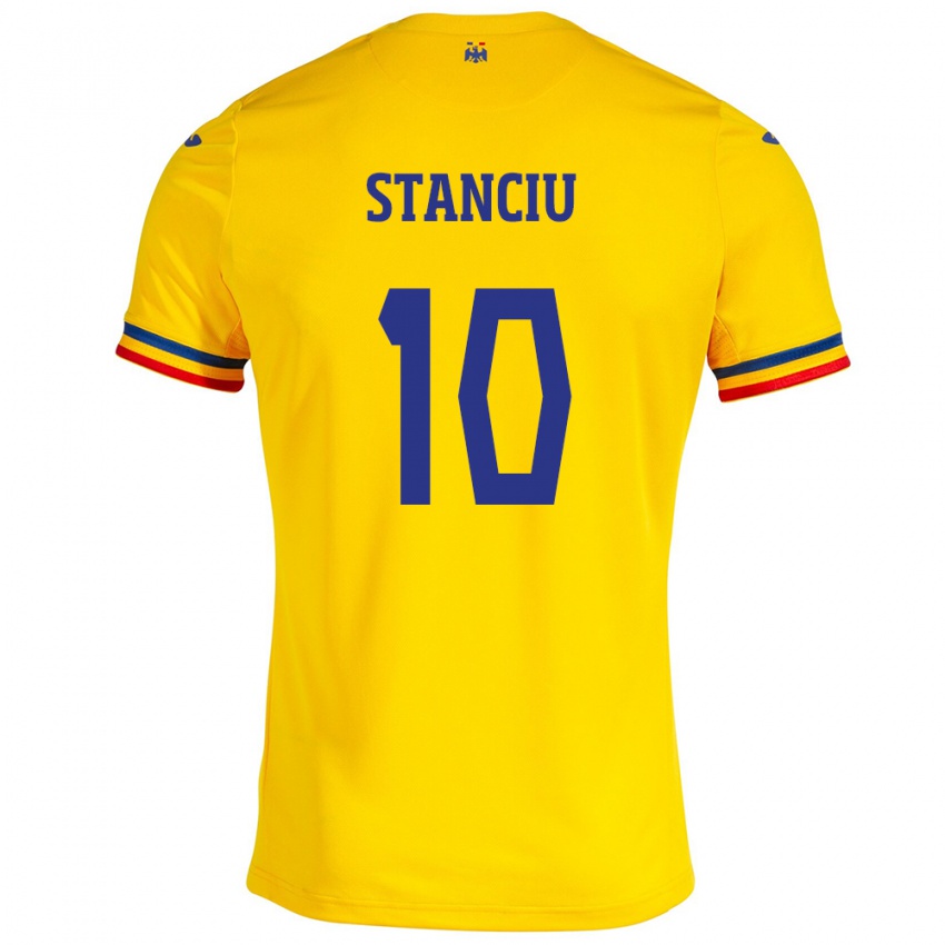 Enfant Maillot Roumanie Nicolae Stanciu #10 Jaune Tenues Domicile 24-26 T-Shirt Suisse