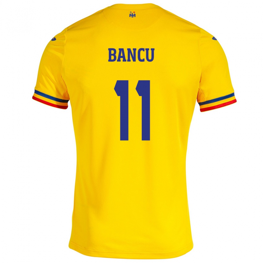 Enfant Maillot Roumanie Nicuşor Bancu #11 Jaune Tenues Domicile 24-26 T-Shirt Suisse