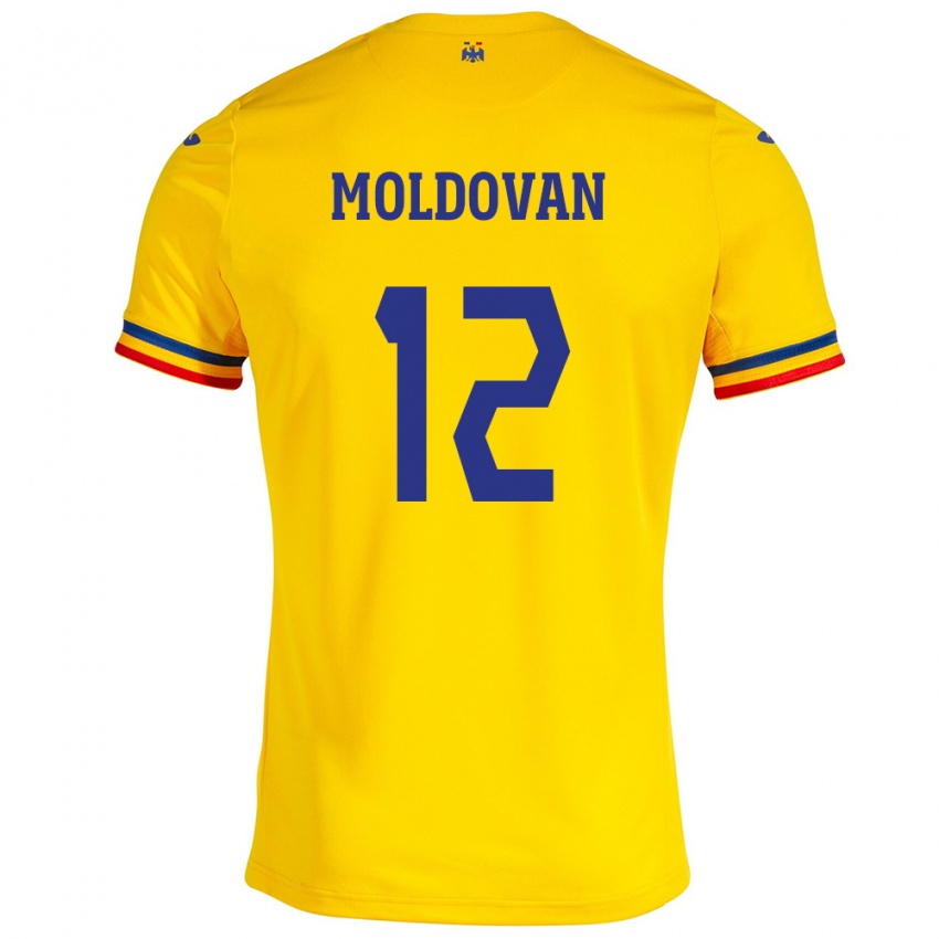 Enfant Maillot Roumanie Horaţiu Moldovan #12 Jaune Tenues Domicile 24-26 T-Shirt Suisse