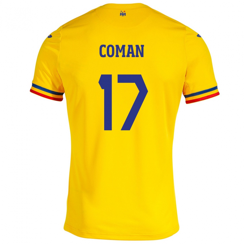 Kinder Rumänische Florinel Coman #17 Gelb Heimtrikot Trikot 24-26 T-Shirt Schweiz