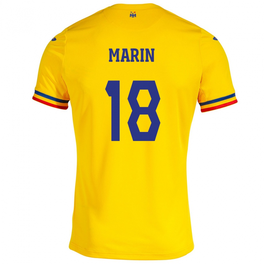 Enfant Maillot Roumanie Răzvan Marin #18 Jaune Tenues Domicile 24-26 T-Shirt Suisse