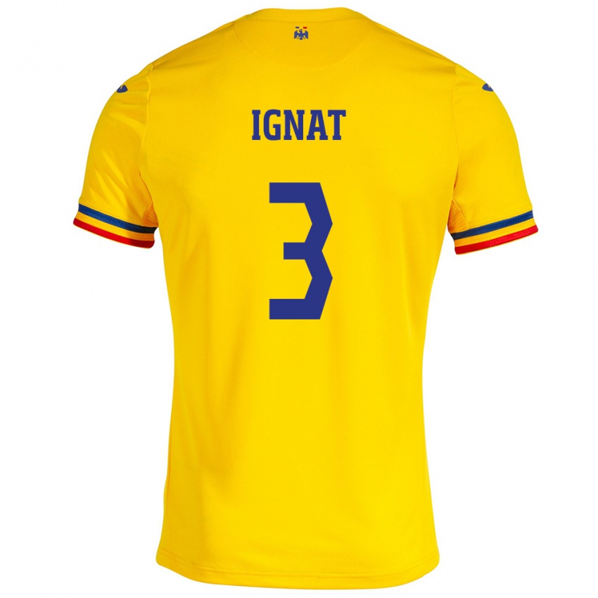 Kinder Rumänische Cristian Ignat #3 Gelb Heimtrikot Trikot 24-26 T-Shirt Schweiz