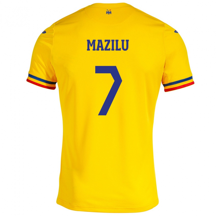Enfant Maillot Roumanie Adrian Mazilu #7 Jaune Tenues Domicile 24-26 T-Shirt Suisse
